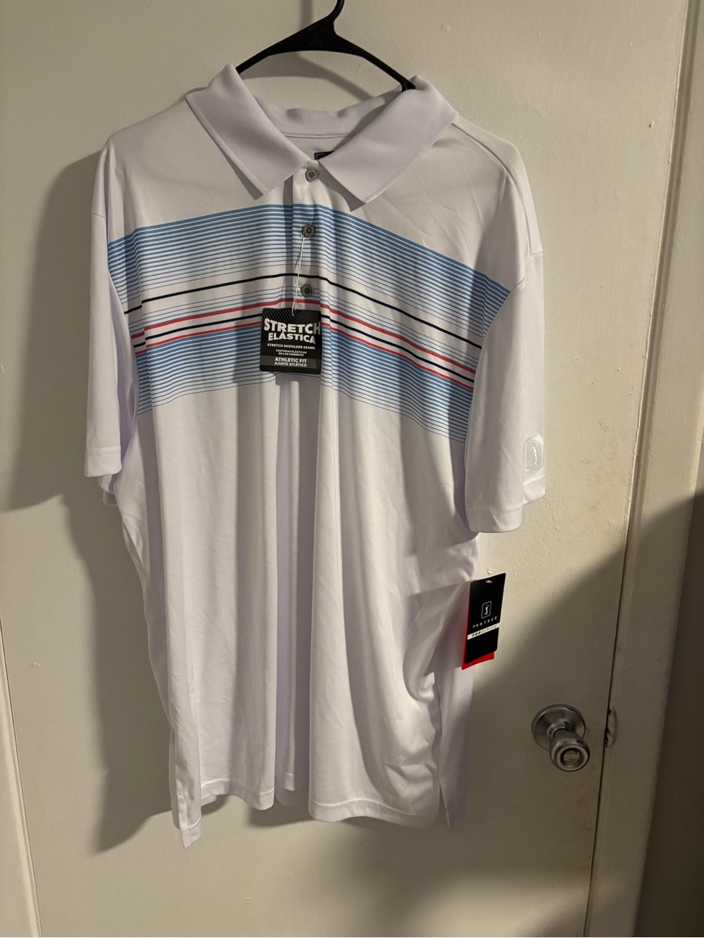 NWT PGA TOUR Pro Series XXL White Striped Performance Golf Polo Shirt
(1126)